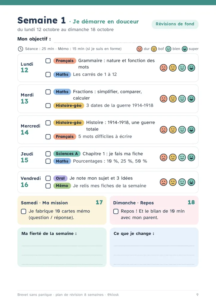Semaine 1 : je démarre en douceur