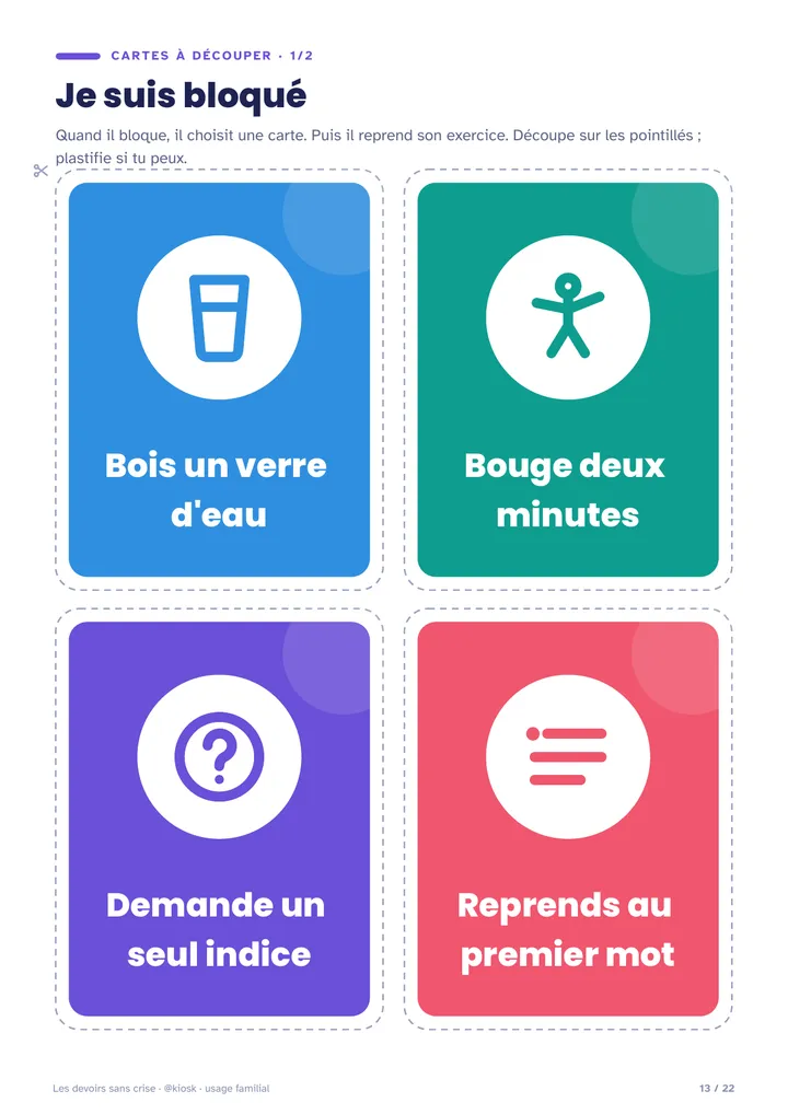 Les cartes « Je suis bloqué »