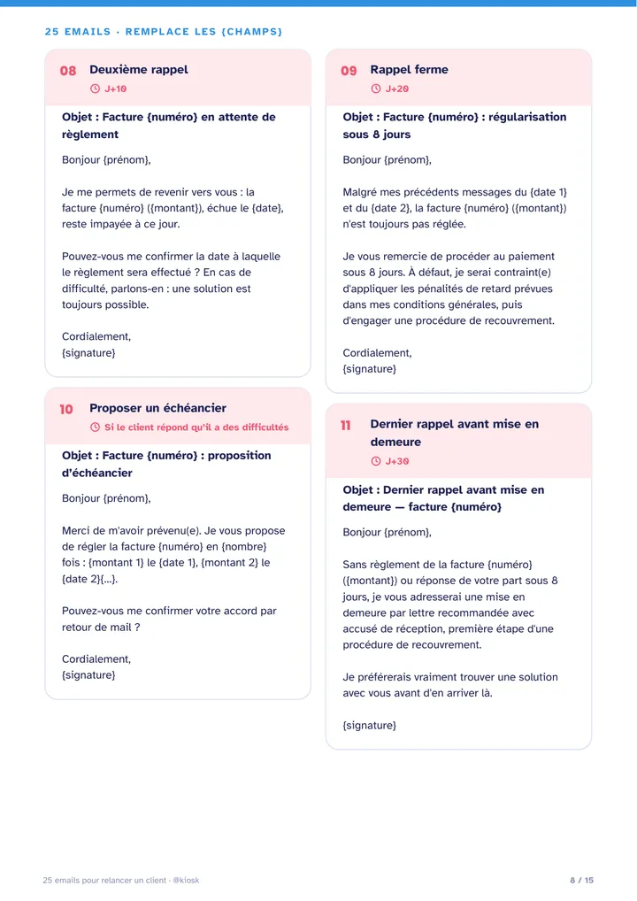 Les relances de factures