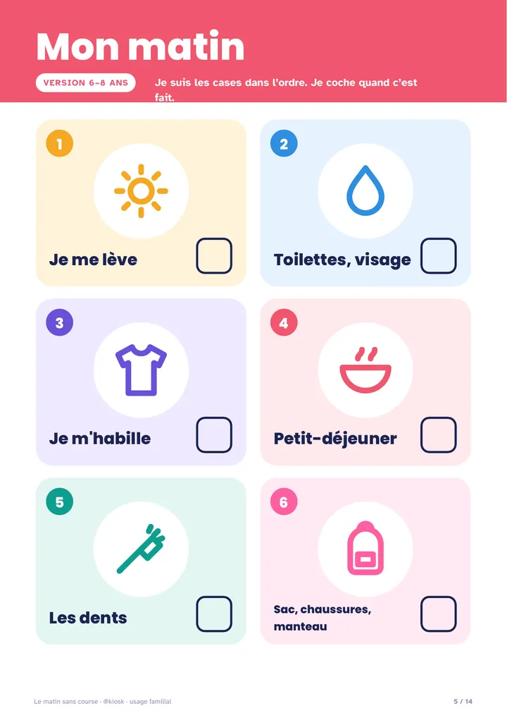 Mon matin, version 6–8 ans