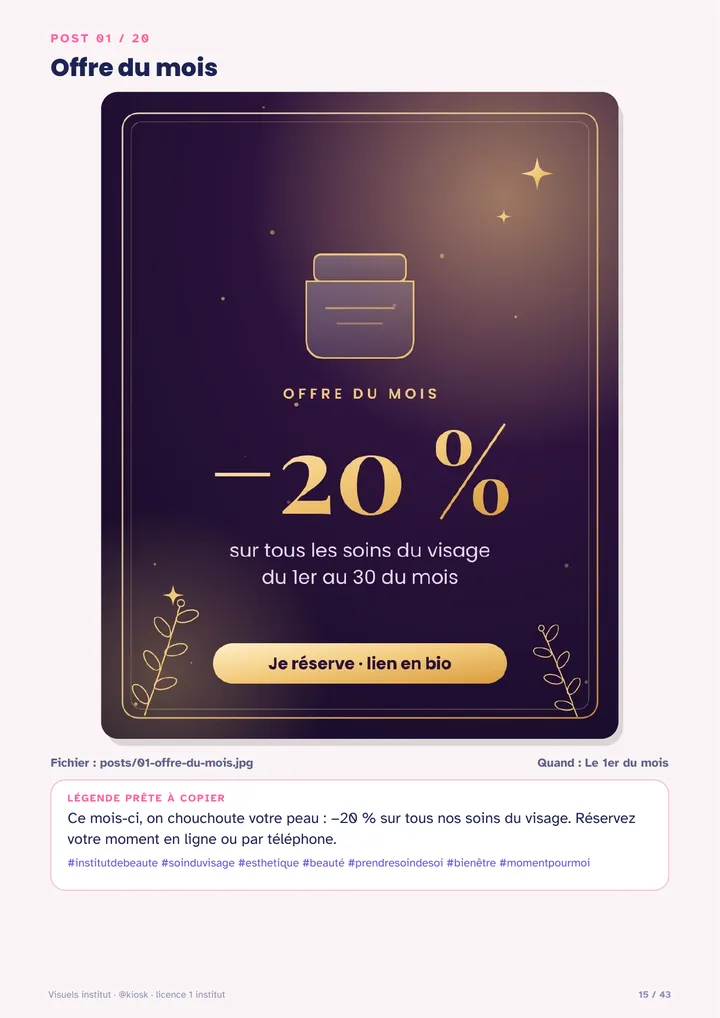 Chaque post en grand, avec sa légende