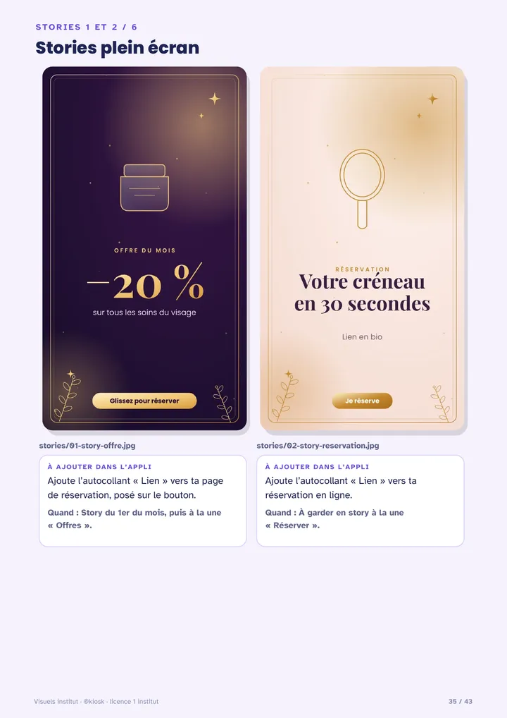 Les stories, deux par page